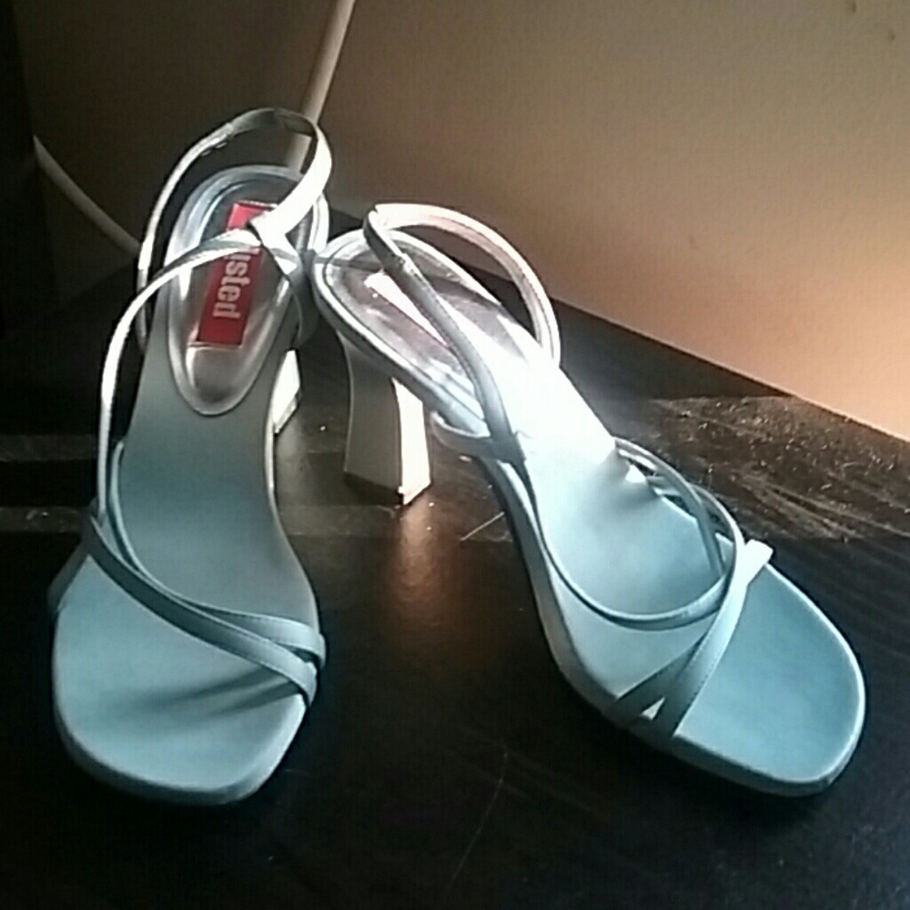 Blue satin heels